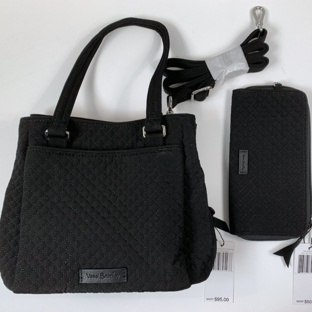 Vera Bradley Microfiber Set- Purse + RFID Wallet